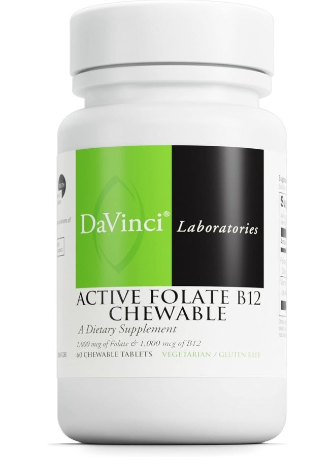 DAVINCI Labs Active Folate B12 Chewable - Dietary Supplement to Support Heart Health, Healthy Nerves, Immune Function and Energy Production* - with Folate and Vitamin B12-60 Chewable Tablets - Image 1