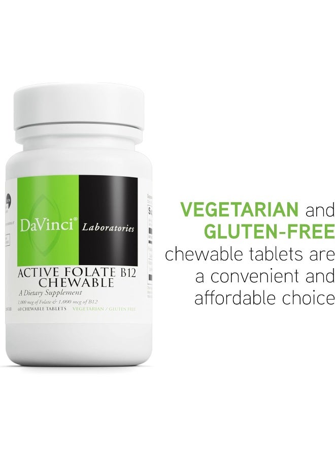DAVINCI Labs Active Folate B12 Chewable - Dietary Supplement to Support Heart Health, Healthy Nerves, Immune Function and Energy Production* - with Folate and Vitamin B12-60 Chewable Tablets - Image 5