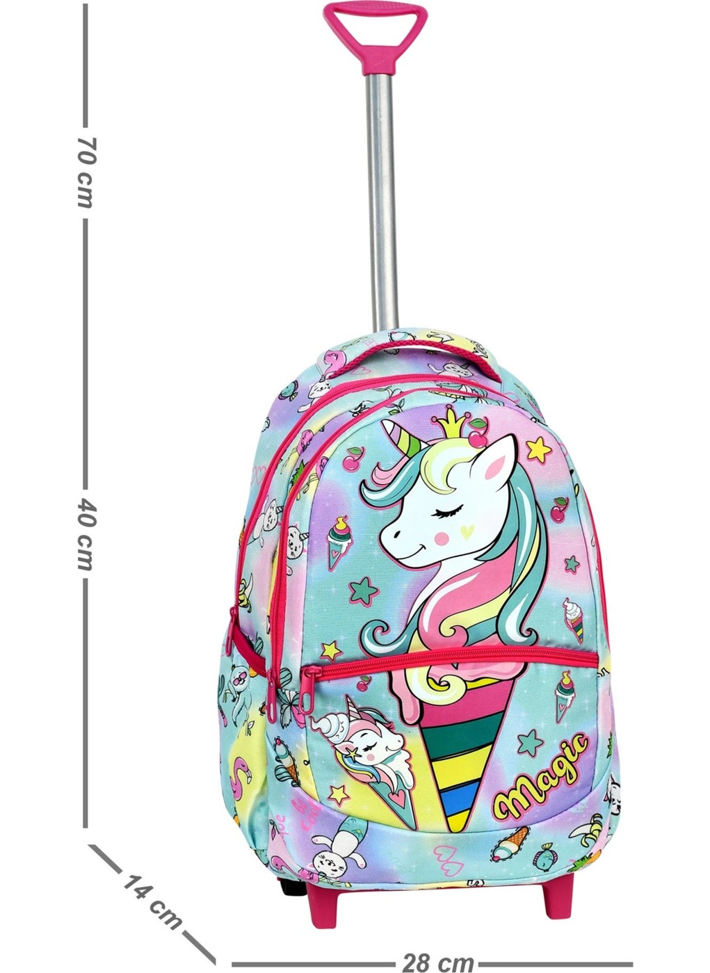 Çantaland Primary School Bag with Wheeled Unicorn Pattern + Lunch Box  - Image 3