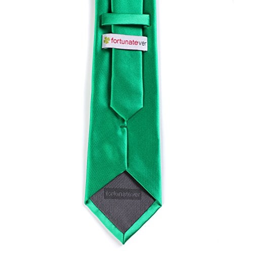 fortunatever St. Patrick's Day's Men's Handmade Tie,Solid Satin Necktie+Gift Box (Emerald) - Image 2