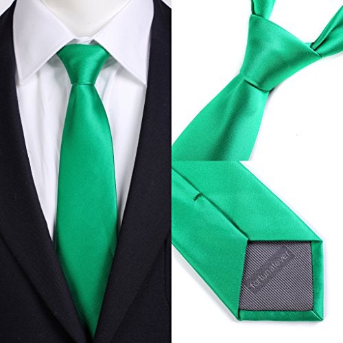 fortunatever St. Patrick's Day's Men's Handmade Tie,Solid Satin Necktie+Gift Box (Emerald) - Image 3