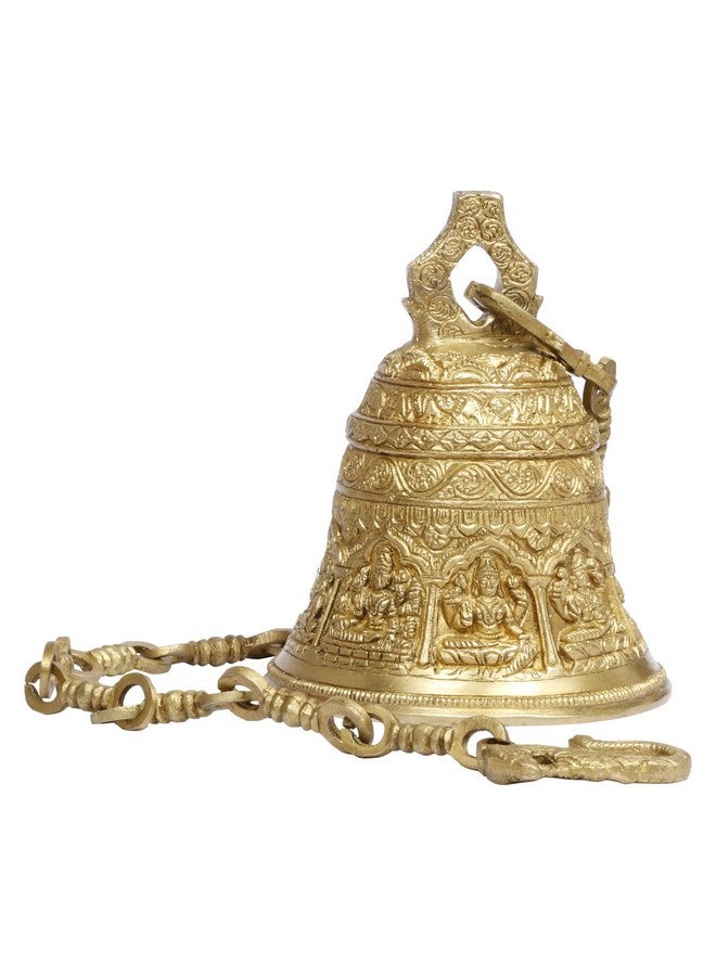 ARTVARKO Deep Sound Big Astalaxmi Engraved Hanging Brass Temple Bell/Ghanta for Pooja Room, Mandir Or Home Decor - Image 1