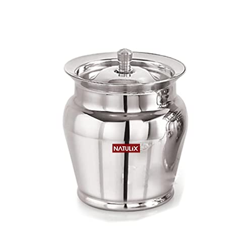 NATULIX Stainless Steel Ghee Pot | Oil Pot | Ghee Pot with Spoon and Lid | 400ml | Silver | 400ml | Pack of 2 - Image 4