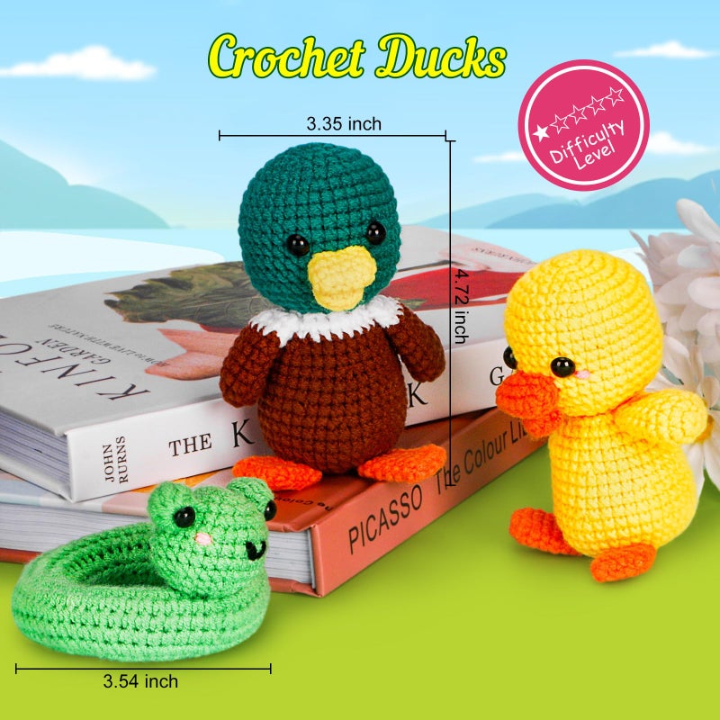 ekaus Crochet Kit for Beginners, Crochet Kit with Step-by-Step Video Tutorials, Crochet DIY Knitting Supplies for Adults, Crochet Ducks(45%+ Yarn) - Image 2