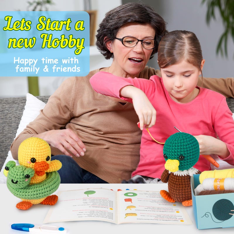 ekaus Crochet Kit for Beginners, Crochet Kit with Step-by-Step Video Tutorials, Crochet DIY Knitting Supplies for Adults, Crochet Ducks(45%+ Yarn) - Image 5