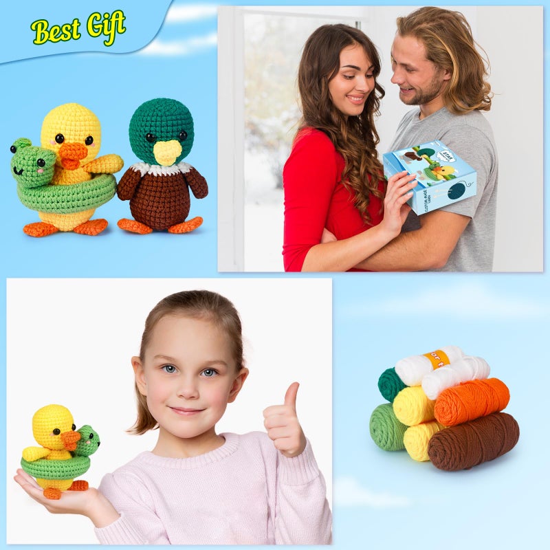 ekaus Crochet Kit for Beginners, Crochet Kit with Step-by-Step Video Tutorials, Crochet DIY Knitting Supplies for Adults, Crochet Ducks(45%+ Yarn) - Image 4