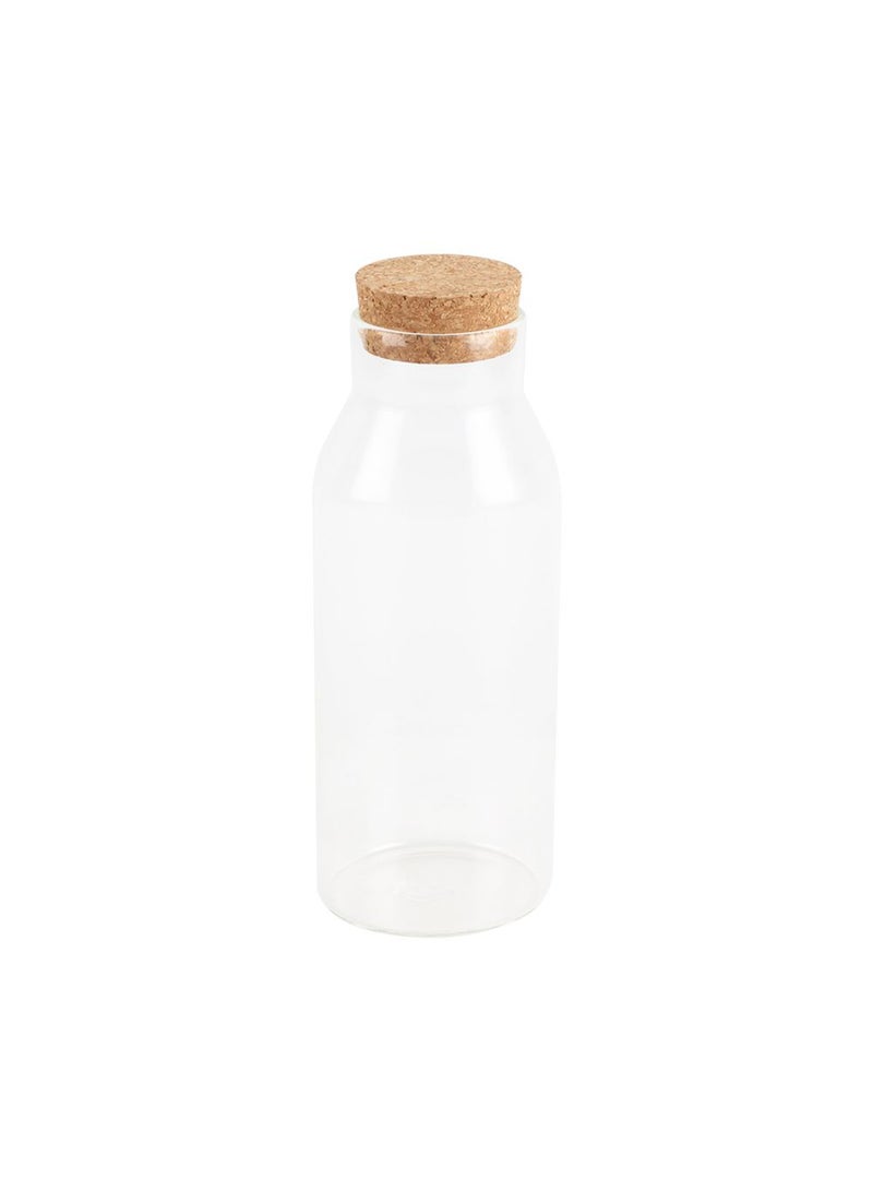 DANUBE HOME Essential Glass Water Bottle with Natural Cork Lid – Eco-Friendly Reusable BPA-Free Bottle for Water, Juice, Smoothies, and Beverages | Stylish Leakproof Portable Bottle, 1000ml L8.8XW8.8XH26.5 HCm - Image 1