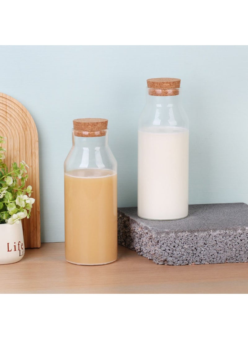 DANUBE HOME Essential Glass Water Bottle with Natural Cork Lid – Eco-Friendly Reusable BPA-Free Bottle for Water, Juice, Smoothies, and Beverages | Stylish Leakproof Portable Bottle, 1000ml L8.8XW8.8XH26.5 HCm - Image 2