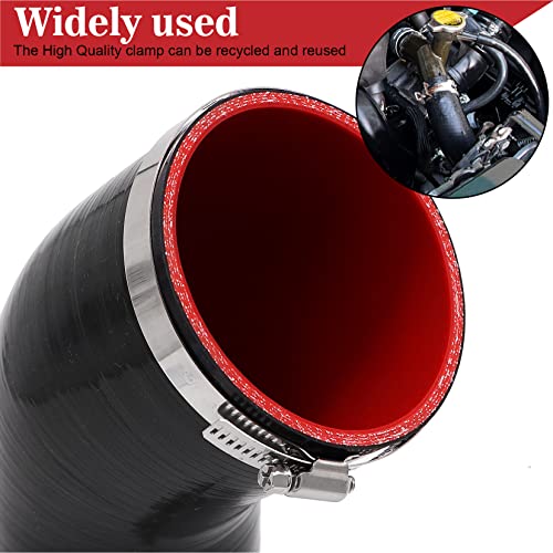 Ingoulut 45 Degree Elbow 3 to 3.5 inch Coupler Hose, ID 3 to 3-1/2 inch (76-89MM) Length 4″ (102mm), 4-Ply Reinforced Turbo/Intercooler/Intake Piping Coupler Silicone Hoses with 2PCS Clamps - Image 4