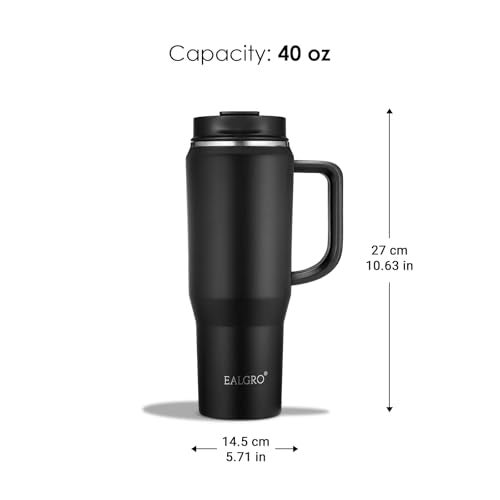 EALGRO 40 oz Tumbler with Handle, Insulated Tumblers with Lid and Straw, Large Metal Sports Water Bottle Jug, Thermal Stainless Steel Travel Coffee Mug Cup, Classic Red - Image 4