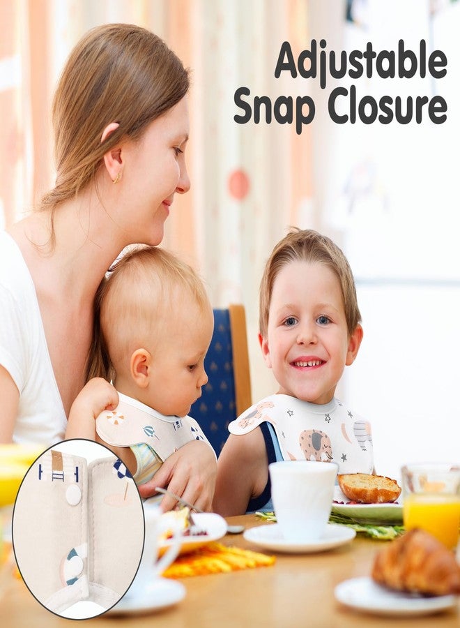 JaGely 12 Pack 360° Rotate Baby Bibs Waterproof Bibs Baby Girl Muslin Bib Snap Cotton Absorbent Infant Drool Feeding Burp Cloth for Infant 0-12 Months - Image 4