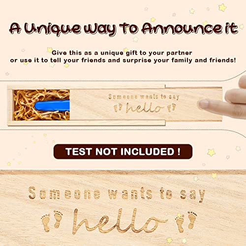 Qunclay Pregnancy Test Keepsake Box Surprise Pregnancy Announcement Box Wooden Baby for Husband Grandparents Baby Memory Souvenir Collection case with Raffia Ribbon(Classic) - Image 3