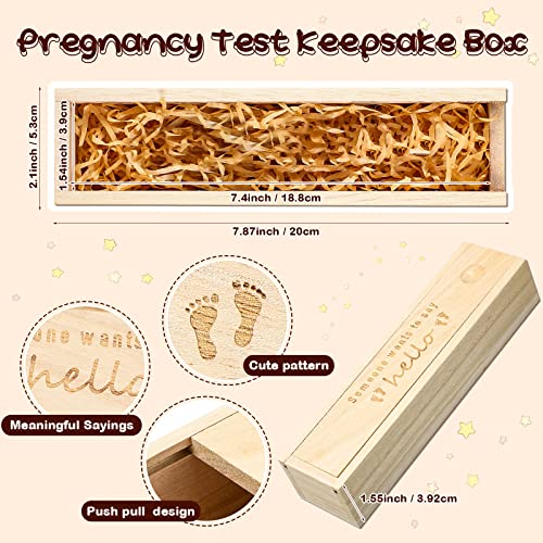 Qunclay Pregnancy Test Keepsake Box Surprise Pregnancy Announcement Box Wooden Baby for Husband Grandparents Baby Memory Souvenir Collection case with Raffia Ribbon(Classic) - Image 2