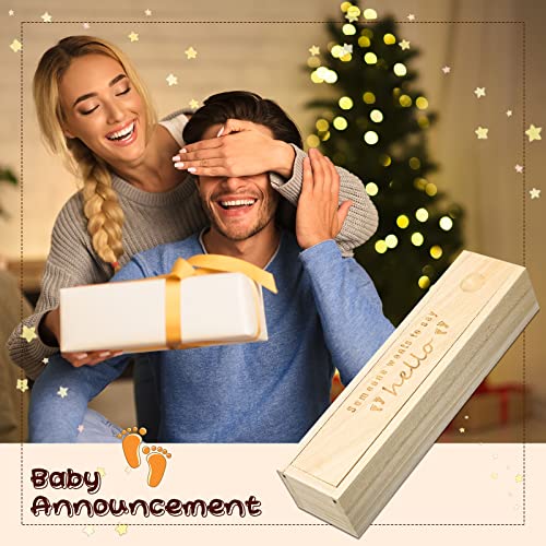 Qunclay Pregnancy Test Keepsake Box Surprise Pregnancy Announcement Box Wooden Baby for Husband Grandparents Baby Memory Souvenir Collection case with Raffia Ribbon(Classic) - Image 5