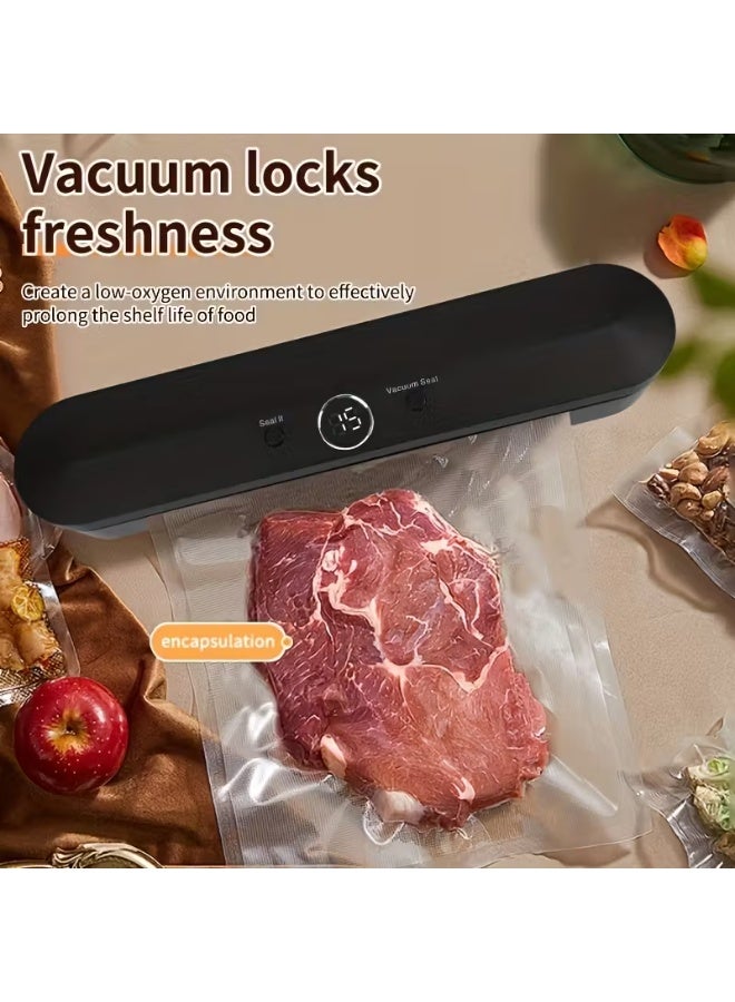 NIBEMINENT 1pc Vacuum Sealer Machine, Bag Sealer - Intuitive Digital Display, Automatic Air Sealing for Wet & Dry Foods - Space-Saving Design with 10 Bags Included, Portable Food Sealer for Plastic Bags, - Perfect for Food Storage, Kitchen Supplies - Image 1