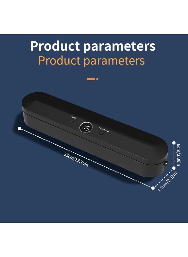 NIBEMINENT 1pc Vacuum Sealer Machine, Bag Sealer - Intuitive Digital Display, Automatic Air Sealing for Wet & Dry Foods - Space-Saving Design with 10 Bags Included, Portable Food Sealer for Plastic Bags, - Perfect for Food Storage, Kitchen Supplies - Image 3