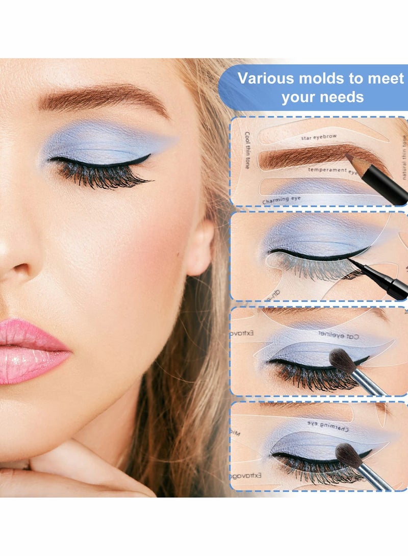 KASTWAVE Eyes Makeup Stencils, 8 Sheet Quick Make-Up Templates for Eyebrows, Eye Shadow Eyeliner Stencil Auxiliary Tool with Various Shapes for Beginners, Women, Girls - Image 3