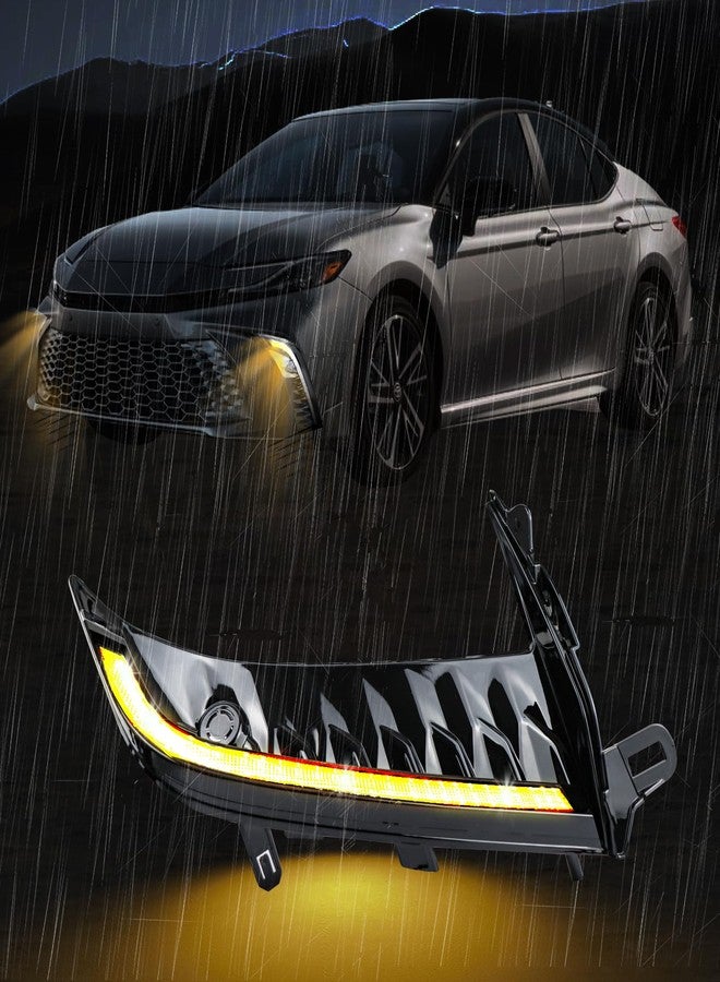 BINQIGOO LED Daytime Running Light Front Bumper Fog Light, Switchback White DRL Amber Sequential Turn Signal, Compatible with Toyota Camry SE XSE 2025 (Not fit LE XLE) - Image 3