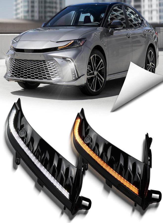BINQIGOO LED Daytime Running Light Front Bumper Fog Light, Switchback White DRL Amber Sequential Turn Signal, Compatible with Toyota Camry SE XSE 2025 (Not fit LE XLE) - Image 1