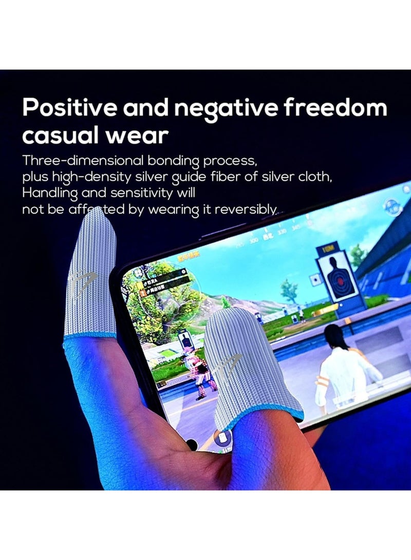 2 Pairs Gaming Finger Sleeves, Gamer Gloves, Ultra-Thin, Breathable Silver Fiber Thumb Protectors, Blue - Image 4
