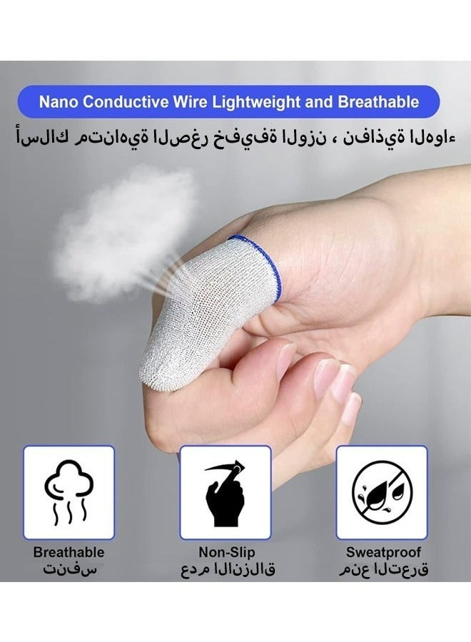 2 Pairs Gaming Finger Sleeves, Gamer Gloves, Ultra-Thin, Breathable Silver Fiber Thumb Protectors, Blue - Image 3