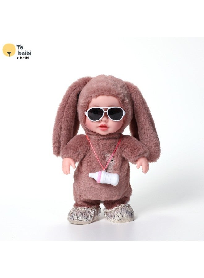 Children's Baby Bottle Vinyl Doll Electric Plush Toy Baby Bottle Doll Can Walk And Talk Toy-Color:JM-8284-3 Light Purple-Specifications:No Need Battery + Opp Bag  - Image 1