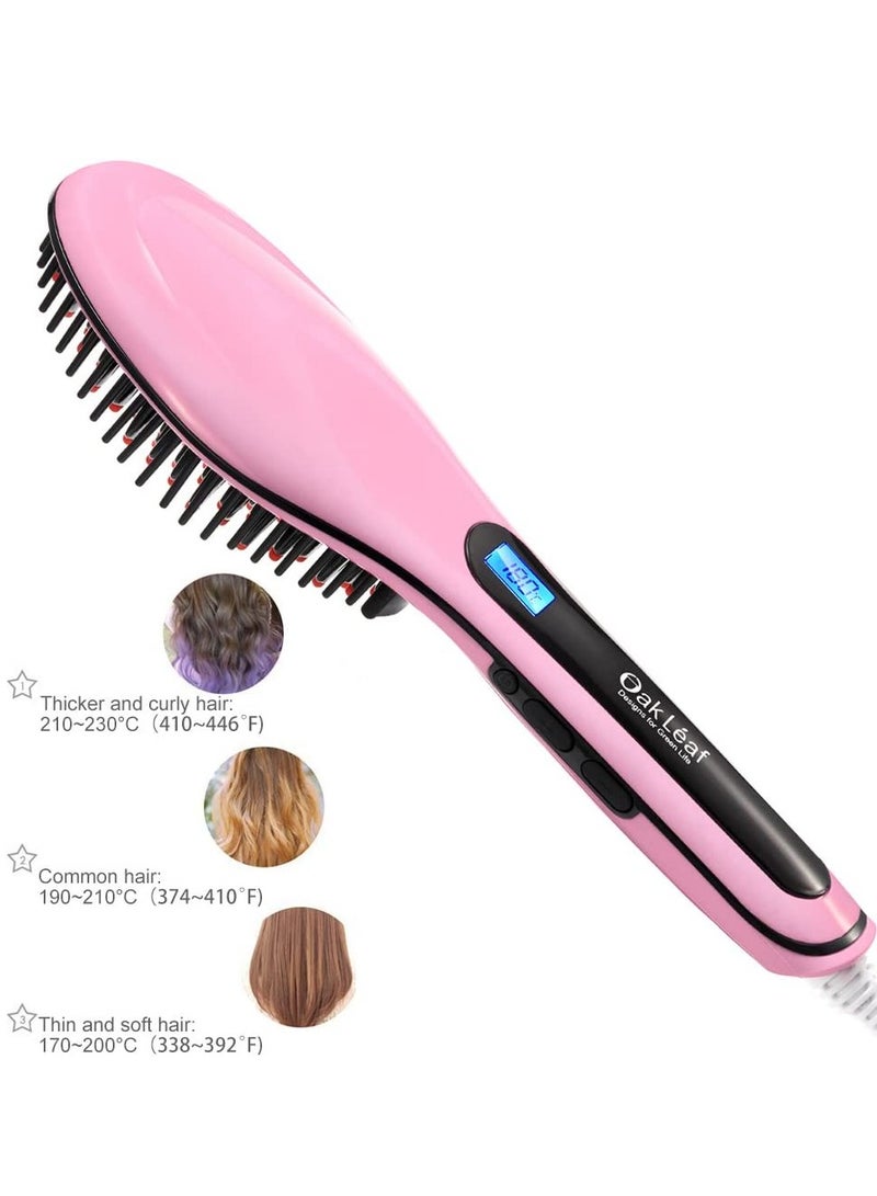 فرشاة فرد الشعر، مشط فرد كهربائي بتسخين سيراميك، وردي، درجة حرارة العمل تتراوح بين 356-446 فهرنهايت - Image 3
