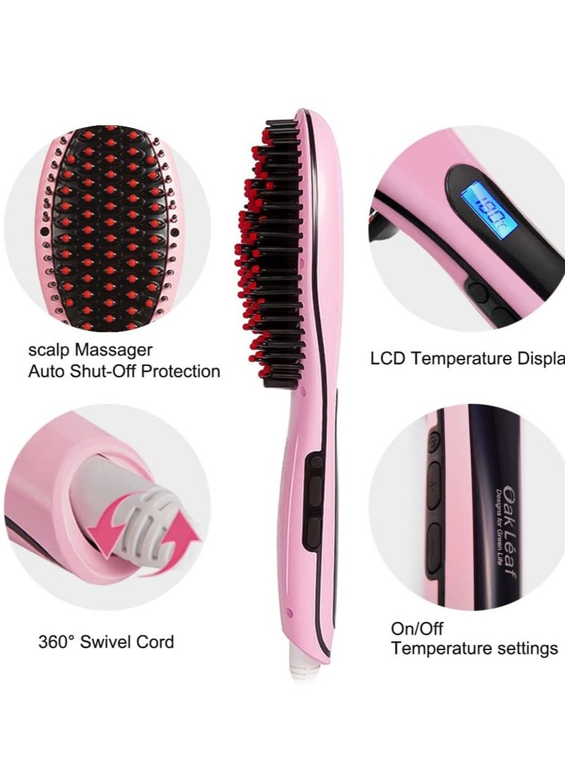 فرشاة فرد الشعر، مشط فرد كهربائي بتسخين سيراميك، وردي، درجة حرارة العمل تتراوح بين 356-446 فهرنهايت - Image 4