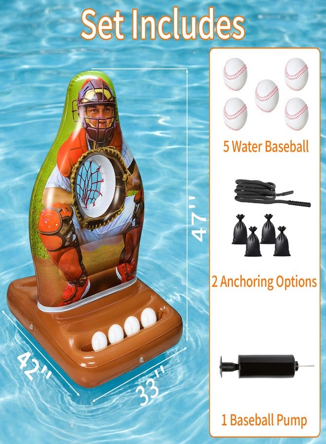 Parentswell Pool Toys Games Set, Inflatable Pool Baseball Toss Game, Fun Swimming Floating Game Toy for Kids Adults, Outdoor Beach Yard Water Target Play, Summer Family Party Sports Gift Boy Girl Teen - Image 2