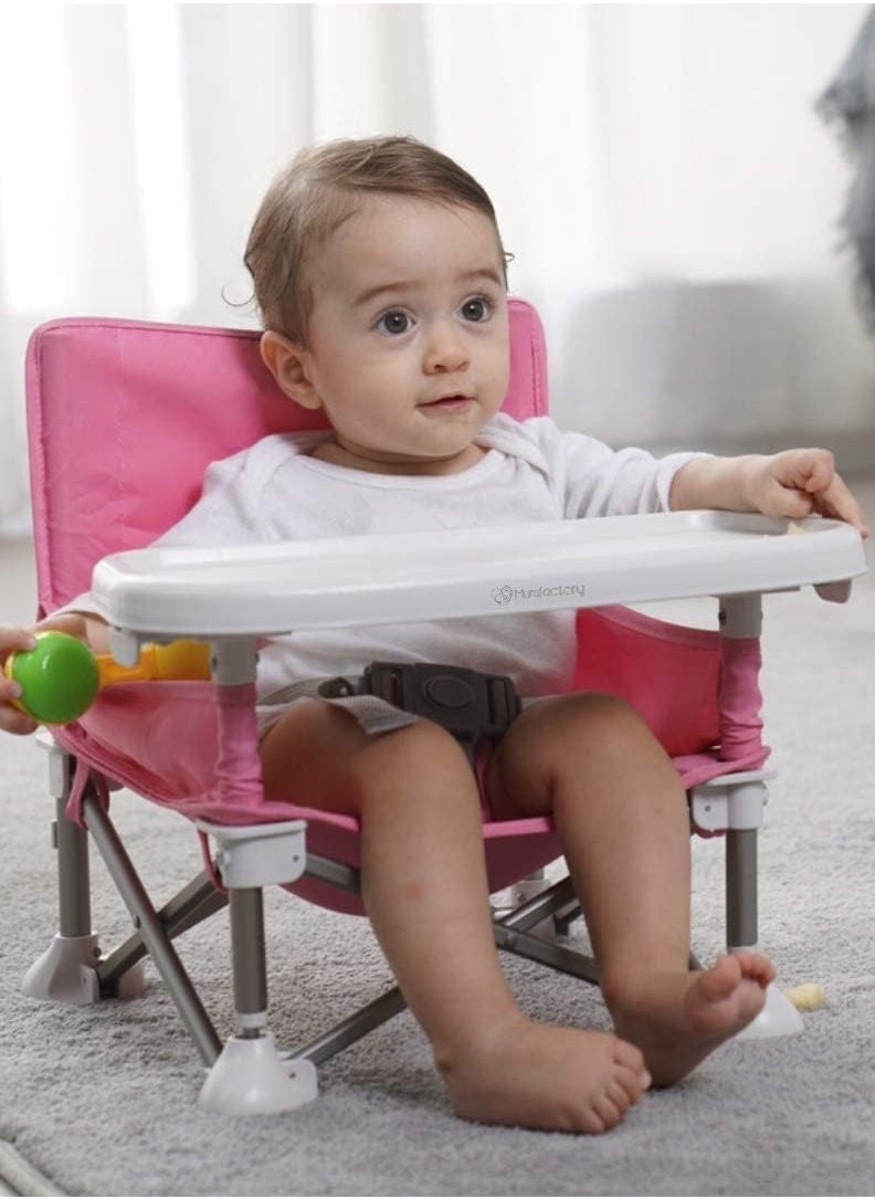 MissTiara Baby Seat Booster High Chair ,Space Saver High Chair , Portable High Chair , Folding Booster Feeding Chair ,with Travel Bag (Pink)  - Image 5