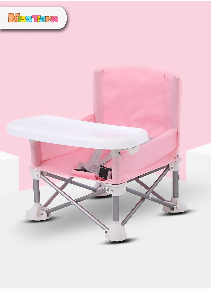 MissTiara Baby Seat Booster High Chair ,Space Saver High Chair , Portable High Chair , Folding Booster Feeding Chair ,with Travel Bag (Pink)  - Image 4