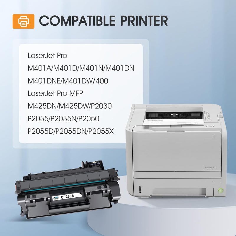 Cool Toner CF280A 80A Toner Cartridge Compatible for HP 80A CF280A CF280X 80X for HP Laserjet Pro 400 M401n M401dn MFP M425dn M401dne M401dw M425dw M425 M401 Printer Toner Ink(Black, 2-Pack) - Image 2