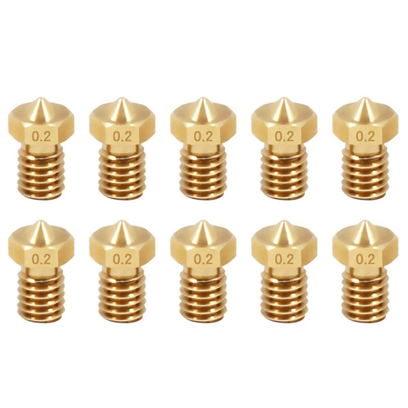 V6 طابعة ثلاثية الأبعاد فوهة 1.75 مم فوهة نحاسية من الفولاذ المقاوم للصدأ 0.2 مم 10 قطع دفعة - Image 2