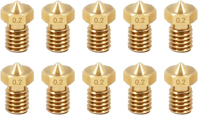 V6 طابعة ثلاثية الأبعاد فوهة 1.75 مم فوهة نحاسية من الفولاذ المقاوم للصدأ 0.2 مم 10 قطع دفعة - Image 1
