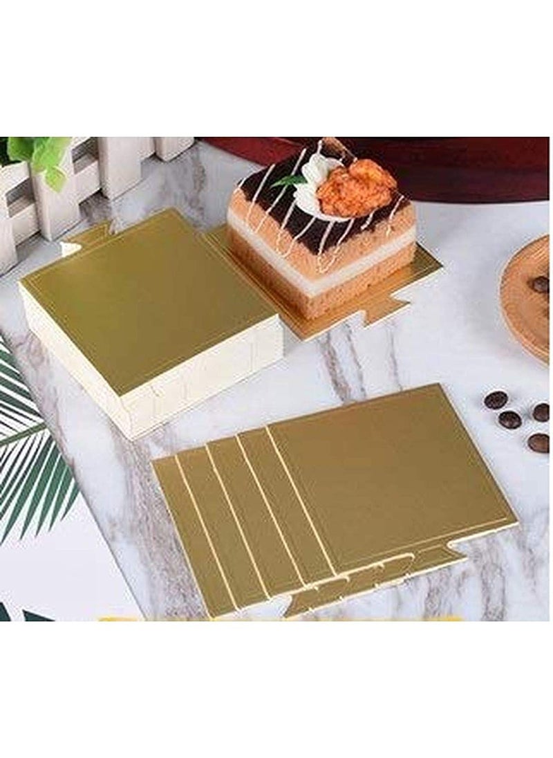 BAKING SET Baking Set Square Pastry Base Boards Gold 100 Pcs Pack Cardboard  - Image 4