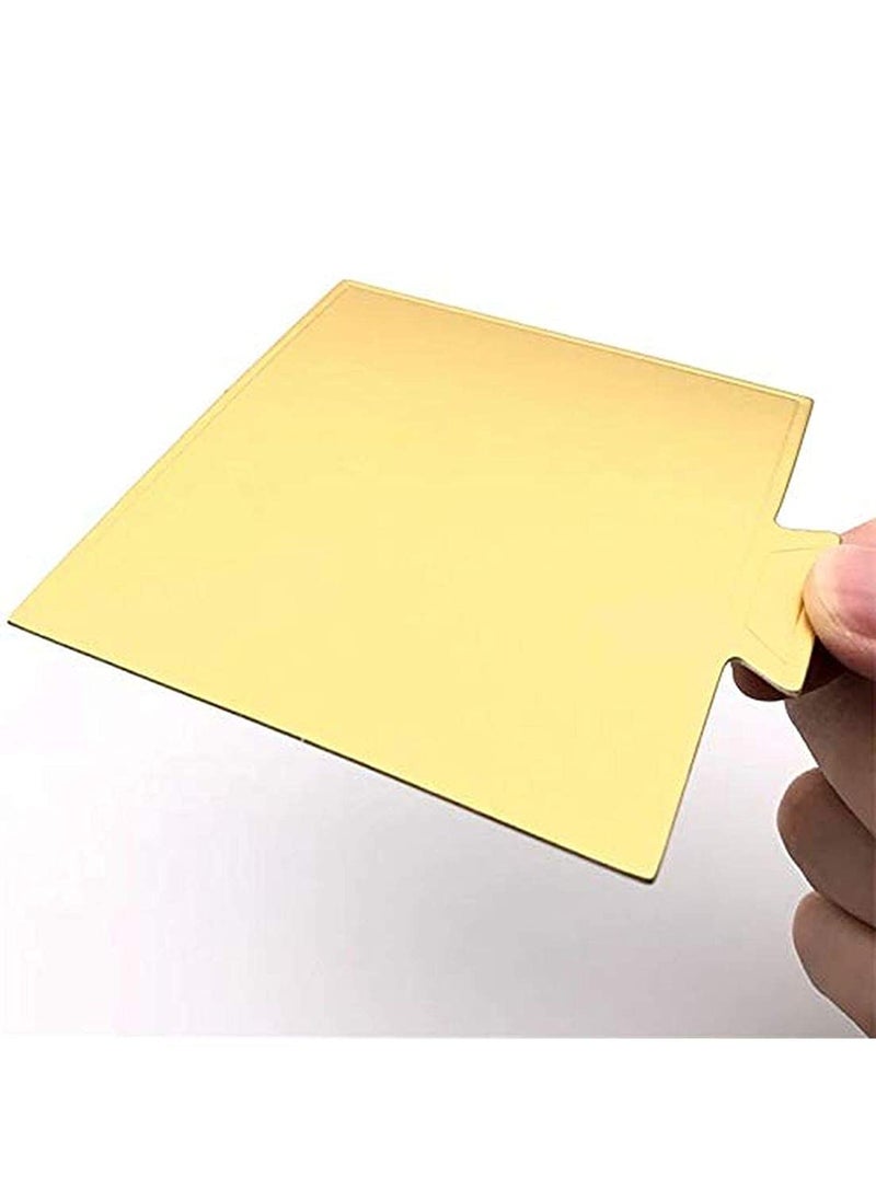 BAKING SET Baking Set Square Pastry Base Boards Gold 100 Pcs Pack Cardboard  - Image 2