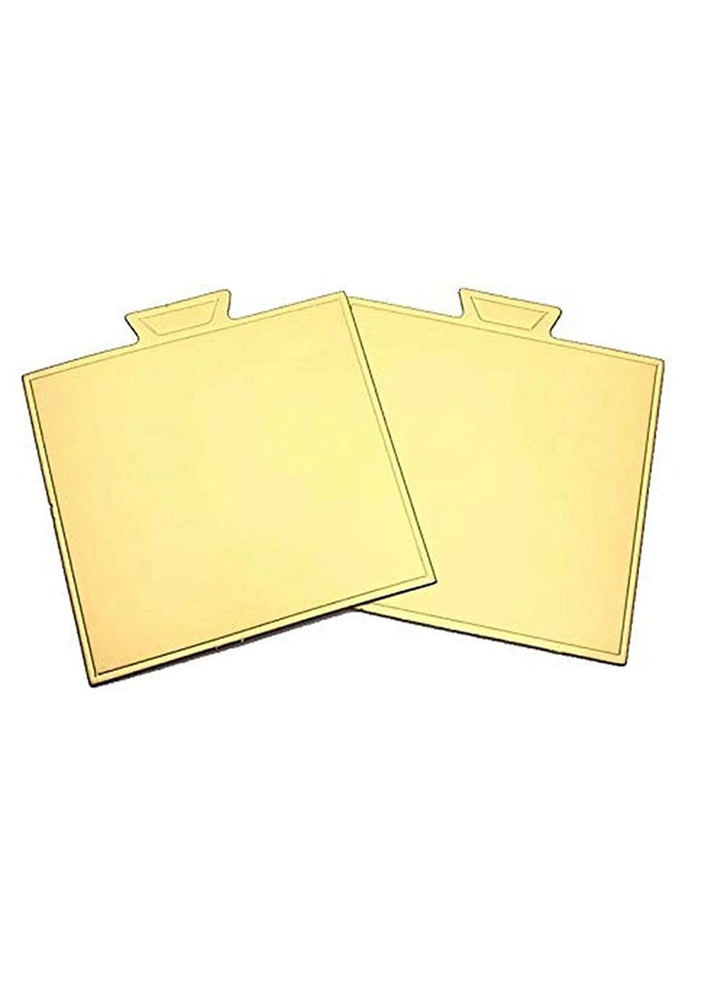 BAKING SET Baking Set Square Pastry Base Boards Gold 100 Pcs Pack Cardboard  - Image 1