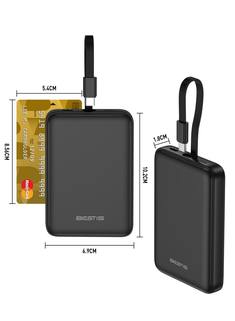 بيستيس  باور بانك 10000mAh Mini، مع كابل USB-C مدمج، 22.5W Fast Charging ثنائي الاتجاه، معتمد للطيران، بحجم الجيب للسفر والاستخدام اليومي - Image 3
