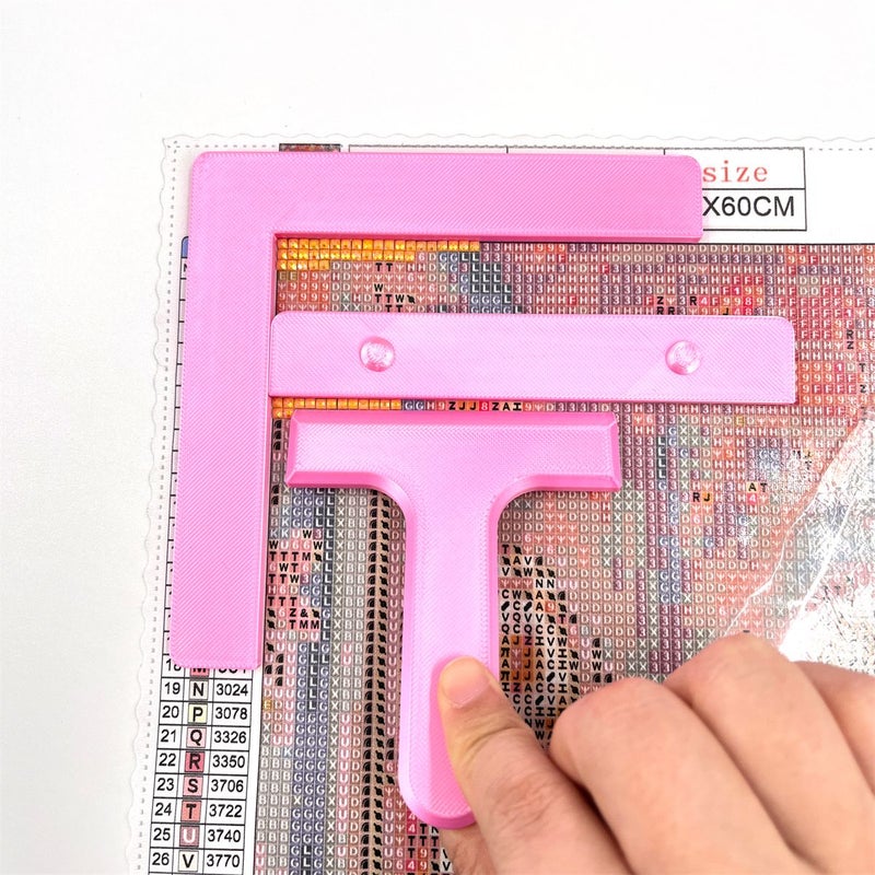 Diamond Painting Alignment Tools Set Horizontal Ruler Right Angle Ruler Pusher Tool For Accurate Diamond Positioning On Canvas - Image 3