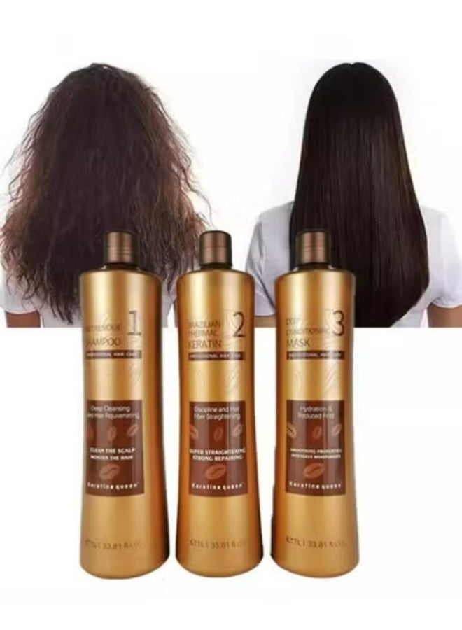 Keratine queen Brazilian Thermal Keratine Set 1 L 3pcs/set - Image 2