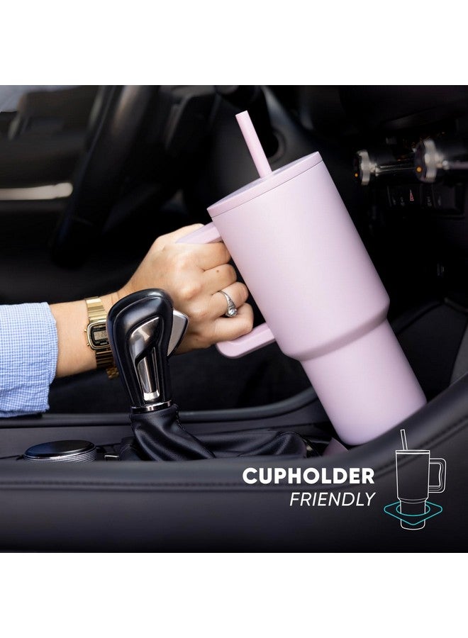 Simple Modern 40 oz Trek Tumbler with Handle and Straw Lid | Cup Holder Friendly Insulated Stainless Steel Travel Mug | Blush - Image 3