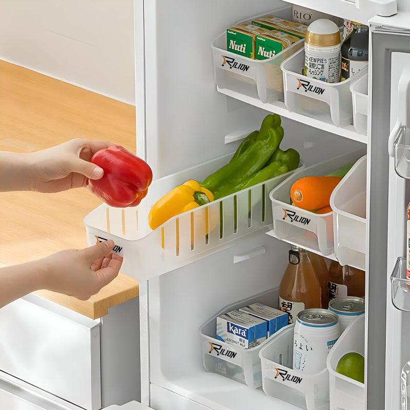 RILION Fridge Storage Containers (Pack of 4) Organizer, Plastic Fridge Storage Organizer Racks, Fridge Storage Boxes Keep Fruits, Vegetables Fresher, Container Box, White - Image 3