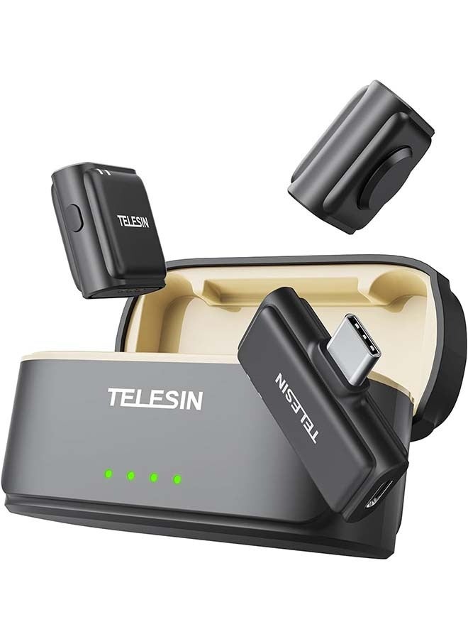 TELESIN TELESIN  Wireless Lavalier Microphone with Charging Case, one-Click Noise Reduction 48KHz 24Bit 650ft Range 20H Battery for Video Recording Type C Fit iPhone 15 16 Series/Android/PC/Laptop/Camera  - Image 1