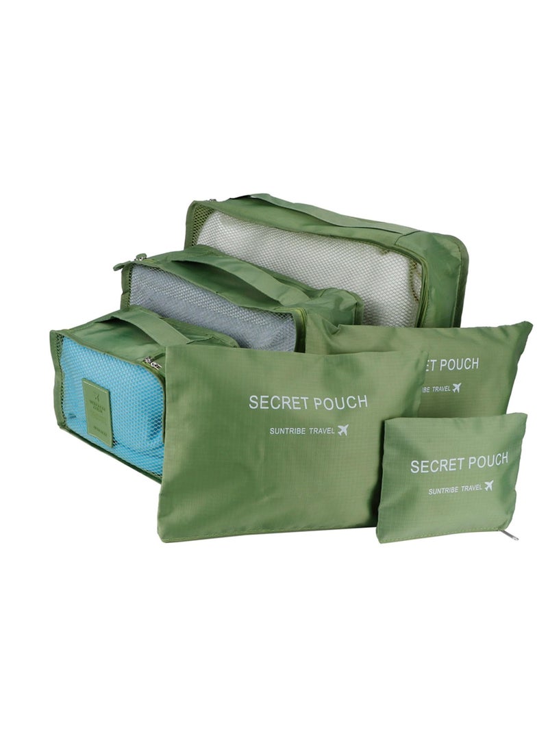 Excefore حقائب التعبئة للحقائب، 6 قطع حقيبة تخزين سفر للأمتعة، حقائب تعبئة لحقيبة الظهر، حقيبة تنظيم، أكياس ضغط ملابس الحقيبة، منظمات التعبئة، ملحقات السفر، أخضر - Image 1