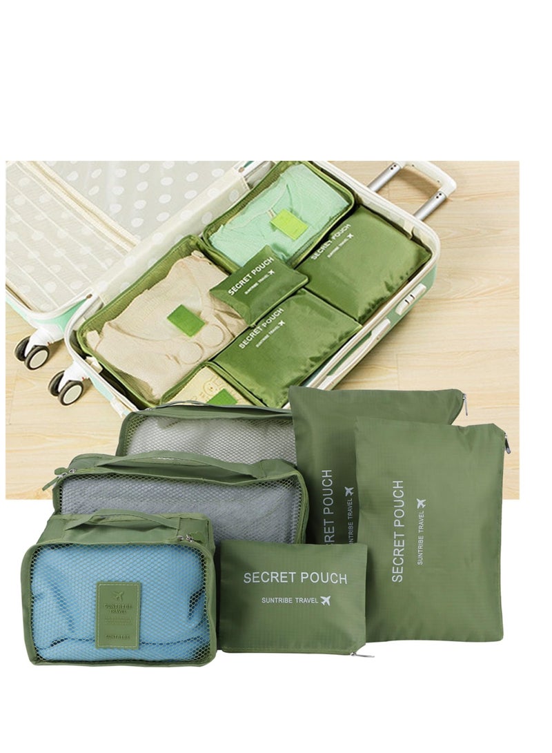 Excefore حقائب التعبئة للحقائب، 6 قطع حقيبة تخزين سفر للأمتعة، حقائب تعبئة لحقيبة الظهر، حقيبة تنظيم، أكياس ضغط ملابس الحقيبة، منظمات التعبئة، ملحقات السفر، أخضر - Image 4