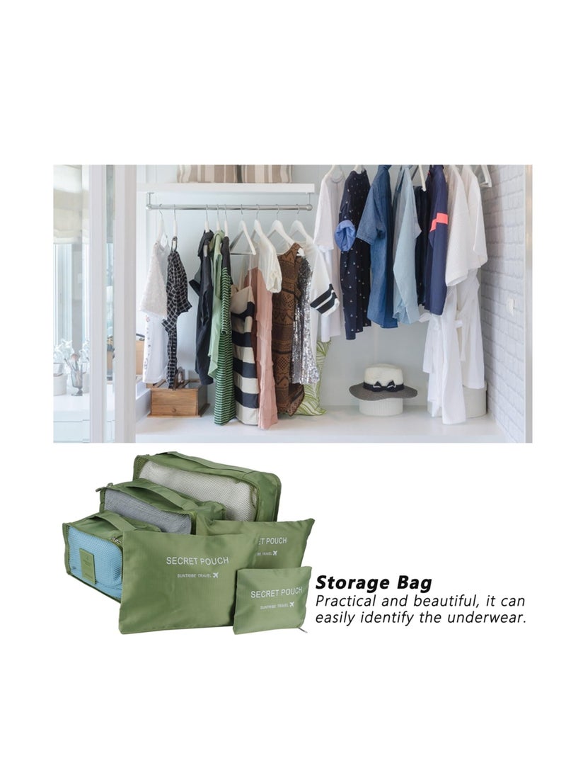 Excefore حقائب التعبئة للحقائب، 6 قطع حقيبة تخزين سفر للأمتعة، حقائب تعبئة لحقيبة الظهر، حقيبة تنظيم، أكياس ضغط ملابس الحقيبة، منظمات التعبئة، ملحقات السفر، أخضر - Image 3