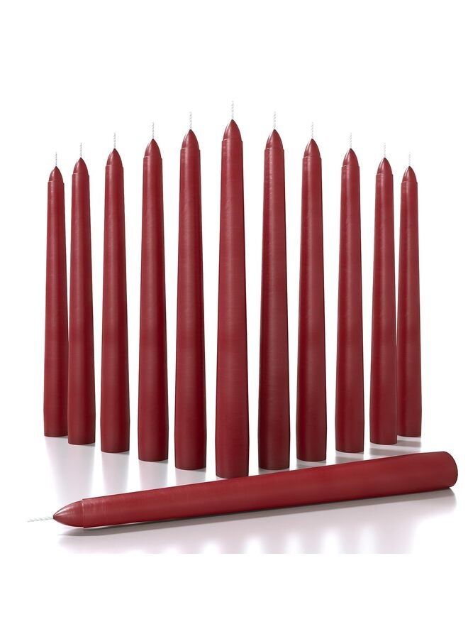 14 شمعة مدببة، بدون دخان، مثالية لحفلات أعياد الميلاد، وحفلات الزفاف، وحفلات العشاء، وديكور المنزل، طولها 10 بوصات (حمراء) - Image 1