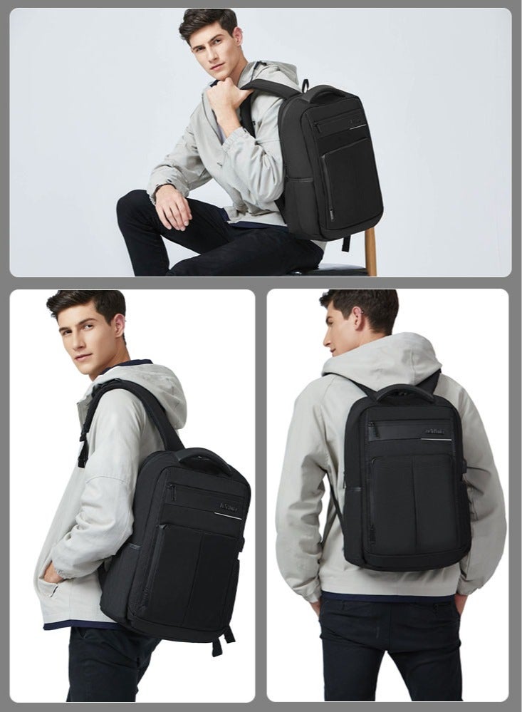ARCTIC HUNTER Classic Travel Laptop Backpack, Office School Backpack with Laptop and Tablet Compartment for Men, Black - Image 2