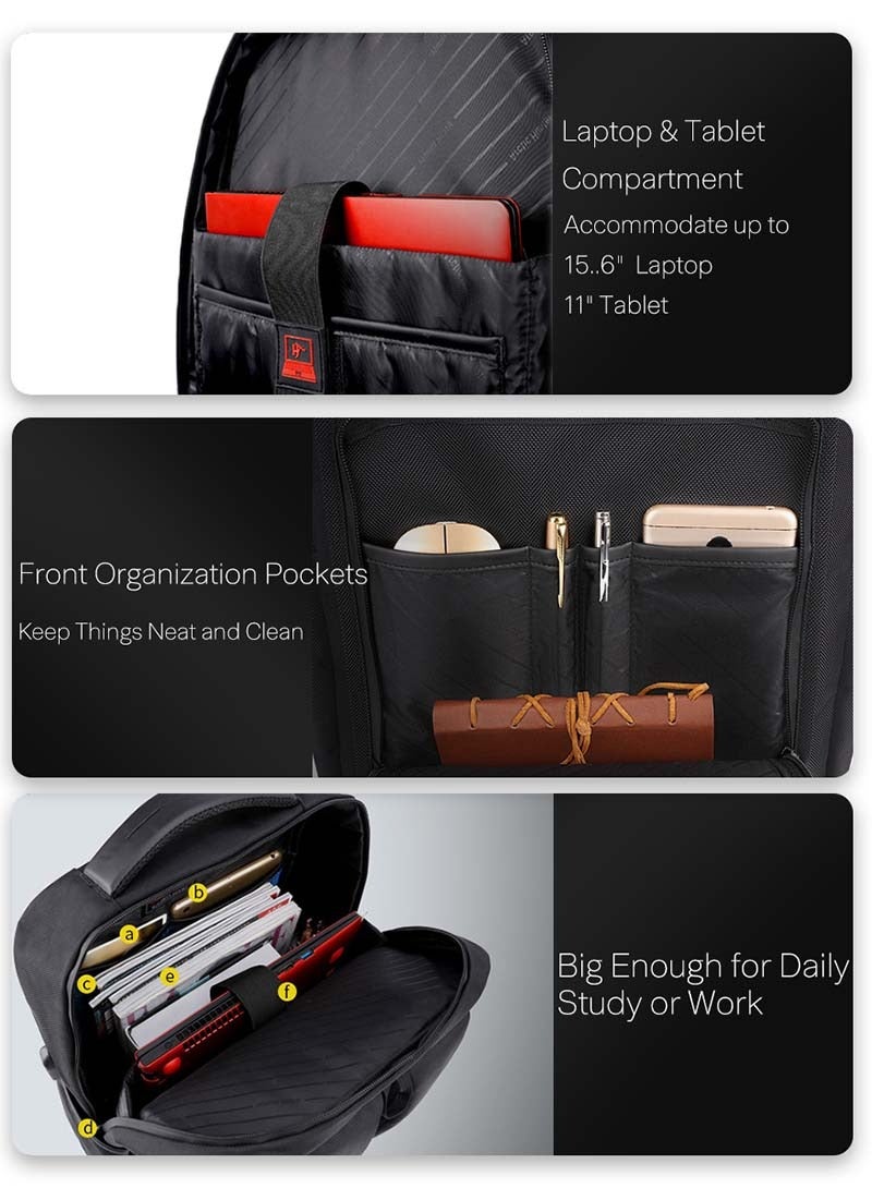 ARCTIC HUNTER Classic Travel Laptop Backpack, Office School Backpack with Laptop and Tablet Compartment for Men, Black - Image 4