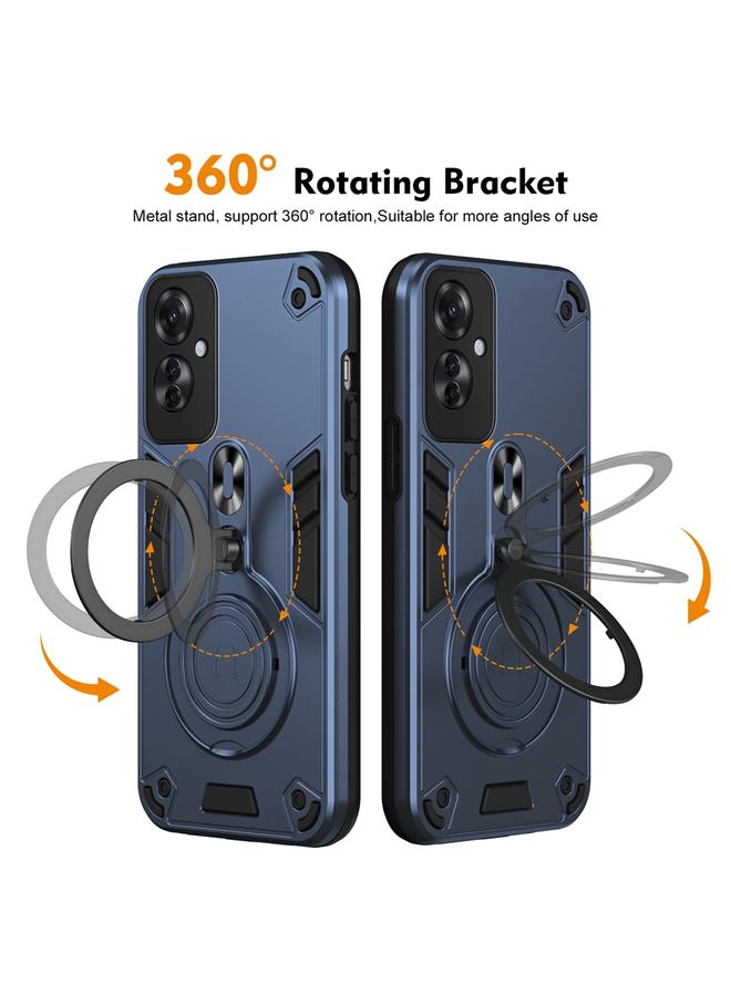 erorex Case For OPPO Reno11 F Metal Ring 360 Degree Rotating Holder PC Hybrid TPU Phone Case - Image 2